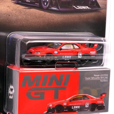 Mini GT 1/64 Nissan LB-ER34 Super Silhouette Skyline Rosso/Nero (maniglia destra) Prodotto finito MGT00843-R